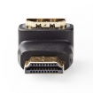 CVGP34901BK HDMI™-Adapter | HDMI™ Connector | HDMI™ Female | Verguld | 90° Gehoekt | ABS | Zwart | 1 Stuks | Envelop