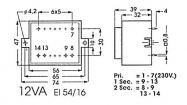 2240120M INGEGOTEN TRANSFORMATOR 12VA  2 x 24V / 2 x 0.250A