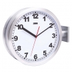 HE-CLOCK-86 Dubbelzijdige Stationsklok 38 cm Analoog Zilver / Wit
