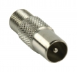HQSP-071 HQ Antenne Adapter Coax Male (IEC) - F-Connector Female Zilver