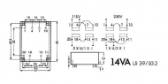 2240140MLP TRANSFORMATOR LAAG PROFIEL 14VA 2 x 24V / 2 x 0.292A