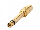 PCN022 RCA-JACK CONNECTOR - RCA VROUWELIJK naar JACK 6.35 mm MANNELIJK - MONO - VERGULD