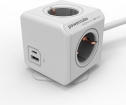 ISBN1030 PowerCube met USB-A en USB-C, stekkerdoos, 4 sockets, 1.5m, wit/grijs
