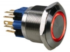 R2000R DRUKKNOP - PLAT - ROESTVRIJ STAAL - DPST 1NO 1NC - RODE RING