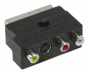 CVGP31902BK Schakelbare SCART-Adapter | SCART Male - S-Video Female + 3x RCA Female | Zwart