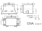 2060120MST TRANSFORMATOR LAAG PROFIEL 12VA 2 x 6V / 2 x 1.000A