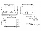2060250MST TRANSFORMATOR LAAG PROFIEL 25VA 2 x 6V / 2 x 2.083A