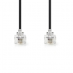 TCGP90200BK100 Telecomkabel | RJ11 Male | RJ11 Male | 10.0 m | Kabel design: Plat | Connectorplating: Goud Verguld | Kabeltype: RJ11 | Zwart