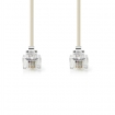 TCGP90200IV20 Telecomkabel | RJ11 Male | RJ11 Male | 2.00 m | Kabel design: Plat | Connectorplating: Goud Verguld | Kabeltype: RJ11 | Ivoor