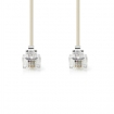 TCGP90200IV50 Telecomkabel | RJ11 Male | RJ11 Male | 5.00 m | Kabel design: Plat | Connectorplating: Goud Verguld | Kabeltype: RJ11 | Ivoor