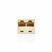 TCGP90991IY Telecom-Netwerksplitter | RJ45 Female | 2x RJ45 Female | Vernikkeld | Ivoor | PVC | Polybag
