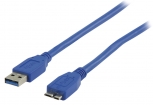 VLCP61500L30 USB 3.0 Kabel USB A Male - Micro-B Male Rond 3.00 m Blauw