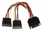 VLCP73190V015 Interne Stroomkabel SATA 15-Pins Male - 2x SATA 15-Pins Female 0.15 m