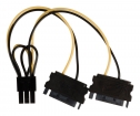 VLCP74205V015 Interne Stroomkabel 2x SATA 15-Pins Male - PCI Express Female 0.15 m