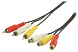 VLVP24305B30 Composiet Videokabel 3x RCA Male - 3x RCA Female 3.00 m Zwart