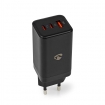 WCGPD65W100BK Oplader | 65 W | GaN | Snellaad functie | 3.0 / 3.25 A | Outputs: 3 | USB-A / 2x USB-C™ | Automatische Voltage Selectie