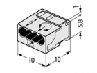 WG243304 LASKLEM / DOZENKLEM MICRO - VOOR MASSIEVE GELEIDERS - 4-DRAADS - LICHTGRIJS