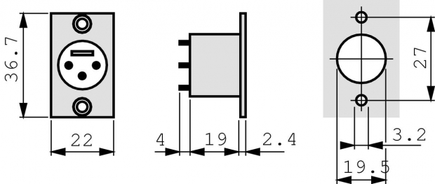 XLR Panel-mount male receptacle 4 P soldeer connectie Vernikkeld