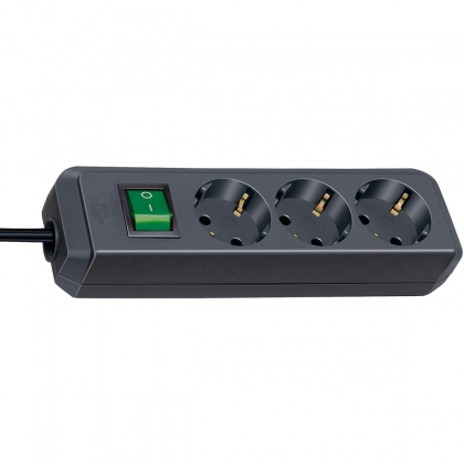 Eco-Line met schakelaar 3-weg zwart 1.5 m H05VV-F 3G1.5