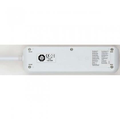 Eco-Line 3-voudige stekkerdoos (Stekkerblok met hogere contactbescherming, Schakelaar, 1,50 m Kabel) Wit TYPE F