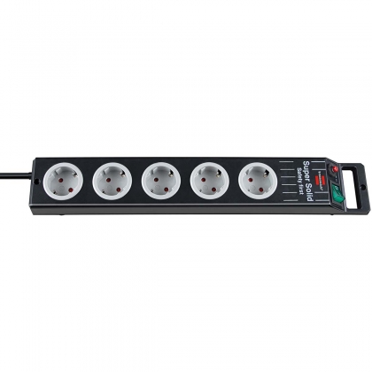 Super-Solid Power Strip 5-voudig (verlengsnoer met 2,5m kabel en schakelaar - gemaakt van breukvast polycarbonaat)