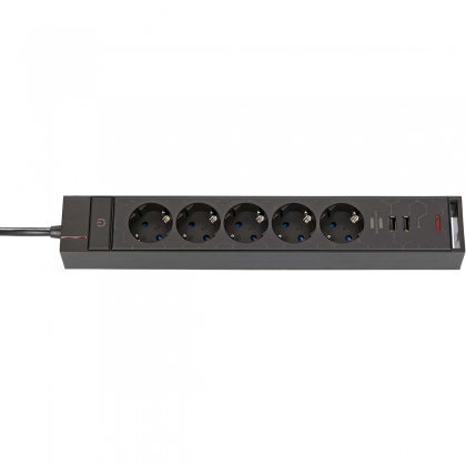 Gaming stekkerdoos GSL 05 5-voudig met 2 USB-laadfuncties 1,5m H05VV-F3G1.5
