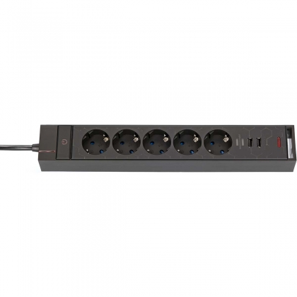 Gaming stekkerdoos GSL 05 5-voudig met 2 USB-laadfuncties 1,5m H05VV-F3G1.5 TYPE F