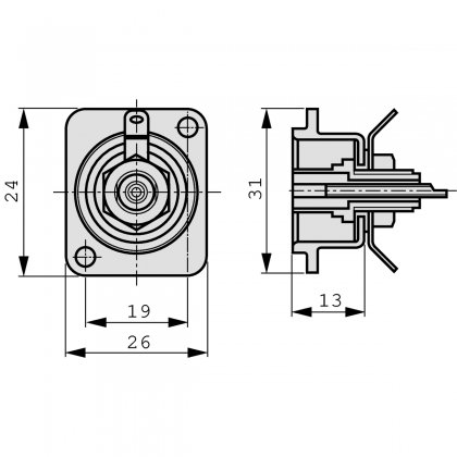 D-shape RCA socket zwart