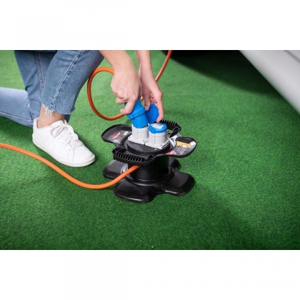 CEE Kabelhaspel van speciaal rubbermengsel (10 m kabel in oranje, Camping Kabelhaspel voor permanent buitengebruik IP44, 2x CEE-Contactdozen, 3x Contactdozen )