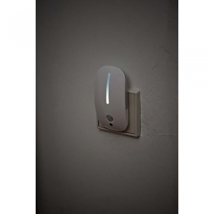 LED nachtlampje / zacht oriëntatielicht met infrarood bewegingsmelder en isolatiesensor voor het stopcontact (met schakelaar) wit