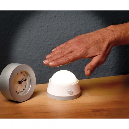 LED nachtlampje / oriëntatielicht met infrarood bewegingsmelder (zacht licht incl. drukschakelaar en batterijen) wit