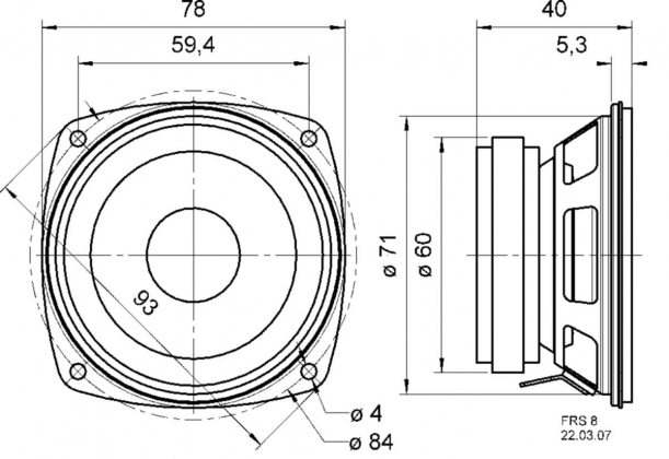 FRS 8 - 4 Ohm - 8 cm (3,3") HiFi fullrange-driver