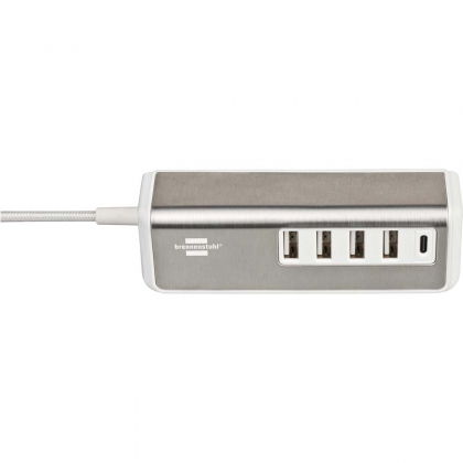 Estilo USB-multilader met 1,50 m textiel kabel 4x USB A + 1x USB C TYPE F