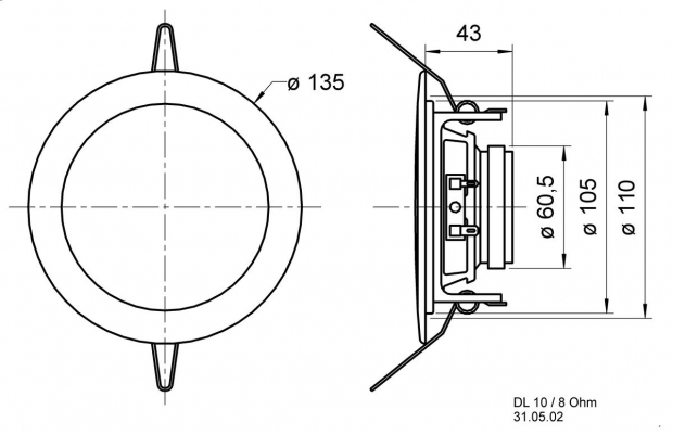 DL 10 - 8 Ohm - 10 cm (4") plafondluidspreker