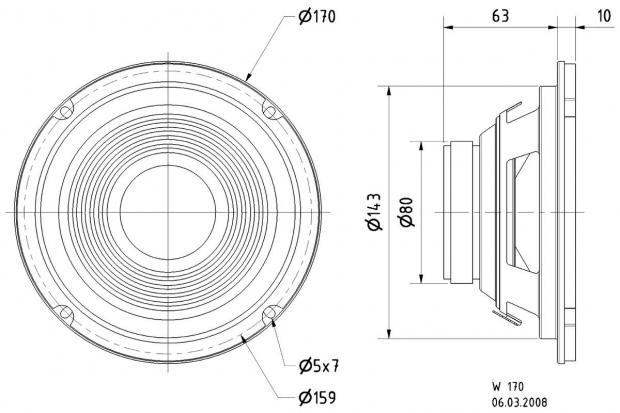 W170 - 8 Ohm 17 cm (6,5") HiFi-woofer