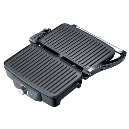 Panini / Tafelgrill 1600W Zwart / Roestvrijstalen bovenbehuizing