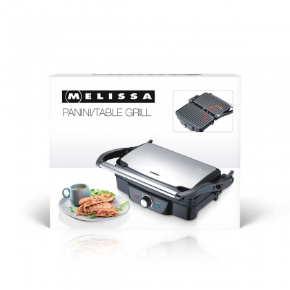 Panini / Tafelgrill 1600W Zwart / Roestvrijstalen bovenbehuizing