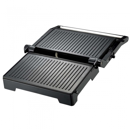 Panini grill en contactgrill met antiaanbaklaag en oververhittingsbeveiliging 1000W Zwart