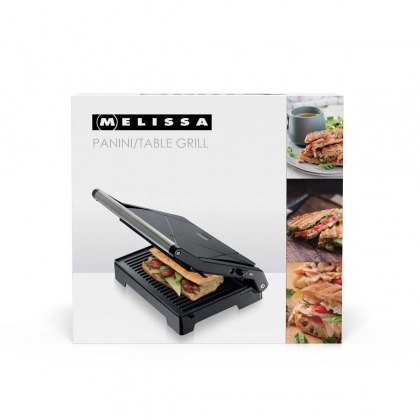 Panini grill en contactgrill met antiaanbaklaag en oververhittingsbeveiliging 1000W Zwart