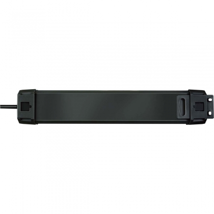 Premium-Line 60.000A stekkerdoos met overspanningsbeveiliging 6-voudig zwart 3m H05VV-F 3G1,5