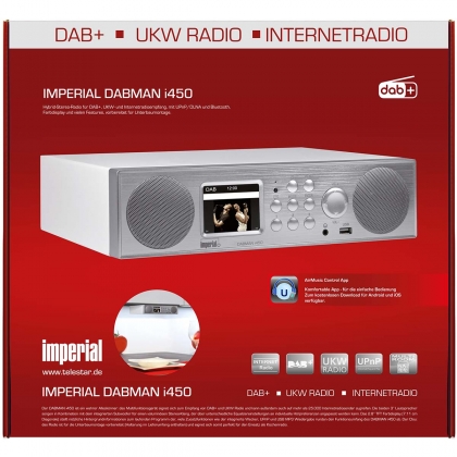 DABMAN i450 Hybride Stereo Radio DAB+ / FM / Internet /Bluetooth Wit-Zilver