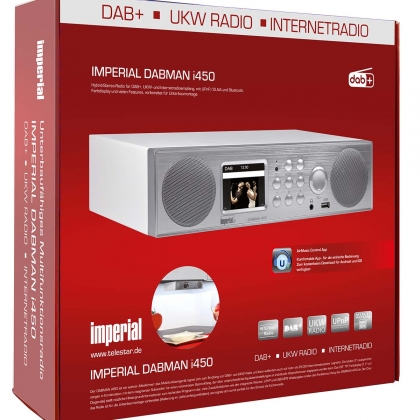 DABMAN i450 Hybride Stereo Radio DAB+ / FM / Internet /Bluetooth Wit-Zilver