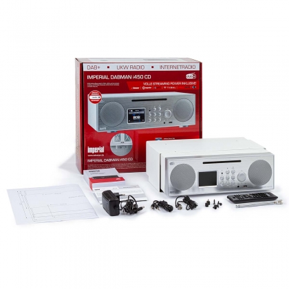 DABMAN i450 CD Multifunctionele Stereo Radio DAB+ / FM / Internet / Bluetooth Wit-Zilver