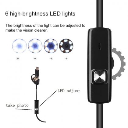 3 in 1 Android HD Endoscope / inspectiecamera IP67 Waterproof USB-C / Micro USB / USB