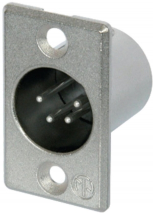 XLR Panel-mount male receptacle 4 P soldeer connectie Vernikkeld