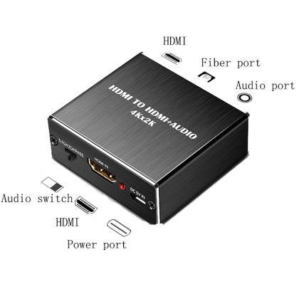 4K HDMI Audio Extractor digitaal en analoog audio uit