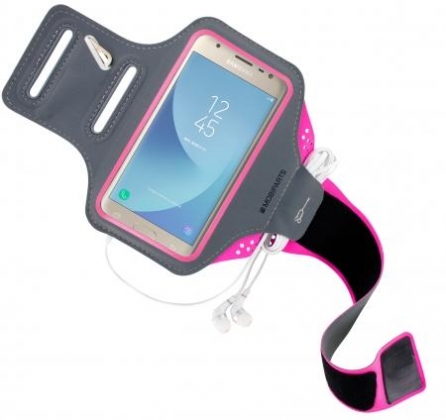 Mobiparts Comfort Fit Sport Armband Samsung Galaxy J3 (2017) Neon Pink