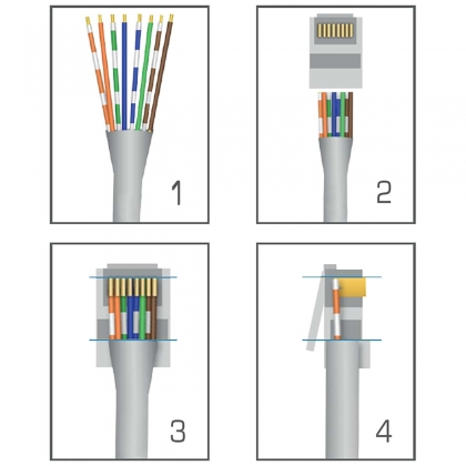 CAT6 RJ 45+T/100 CAT6 dataconnector RJ45 met witte thule - 100 stuks