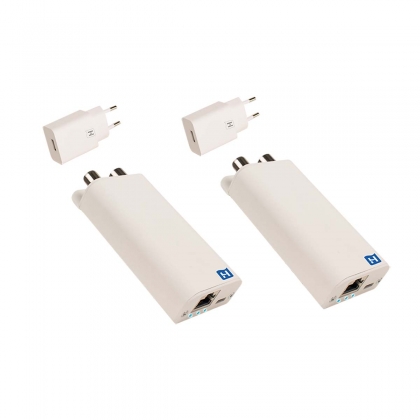 INCA 1G wit + USB SET Gigabit internet over coax adapter set inclusief USB voeding