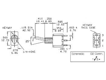 VERTICALE TUIMELSCHAKELAAR SPDT ON-OFF-ON - PCB TYPE